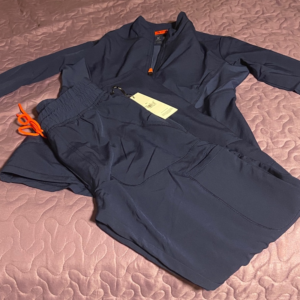NFINITY Blue Jacket with Orange Details set of scrubs mens